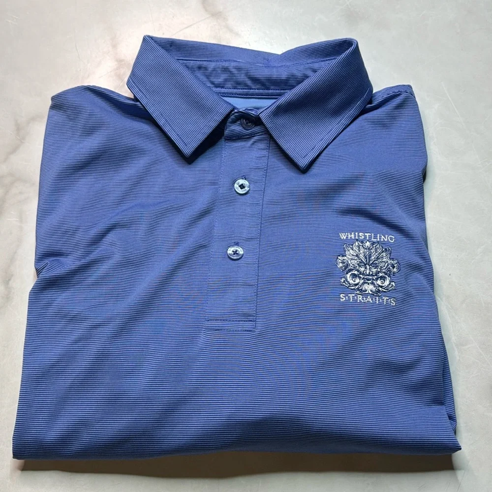 Straight Down Striped Golf Polo Whistling Straights